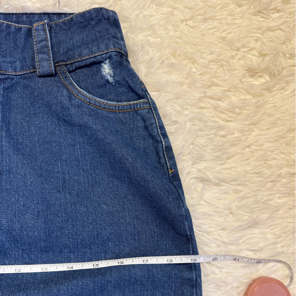 CKlass Denim Midi Skirt Distressed Denim Skirt Knee Length Skirt Midi Je… - Picture 7 of 9